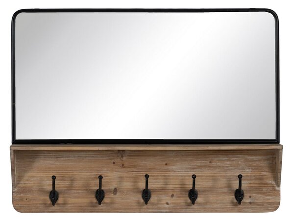 Wall mirror Black Beige Wood Crystal 90 x 13 x 66 cm