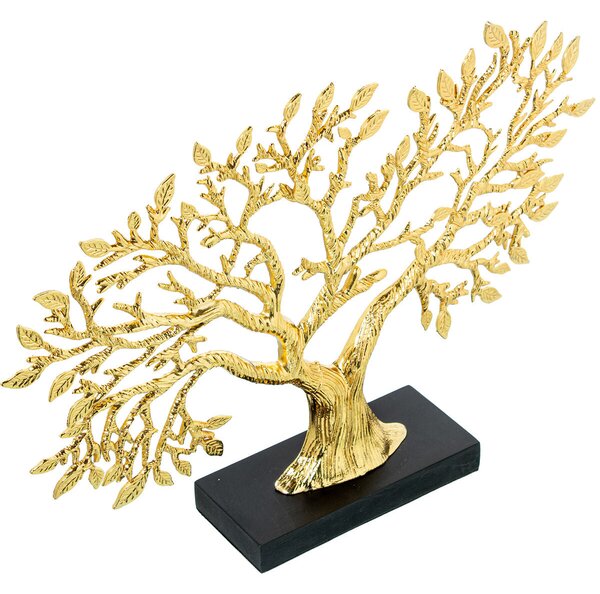 Decorative Figure Alexandra House Living Black Golden Metal Tree 38 x 7 x 28 cm