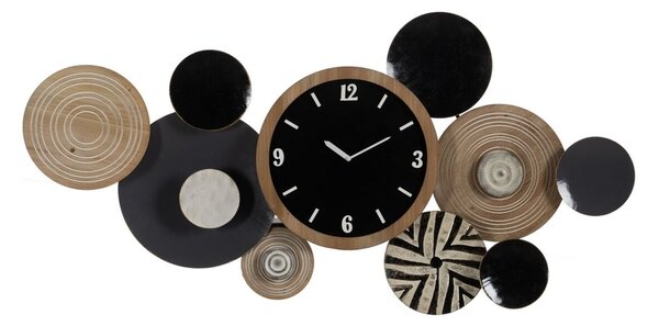 Wall Decoration Black Natural Iron Watch 128,3 x 7 x 64,1 cm