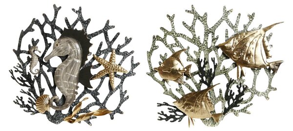 Wall Decoration Home ESPRIT Golden Silver Coral Mediterranean 49,5 x 5 x 48,3 cm (2 Units)