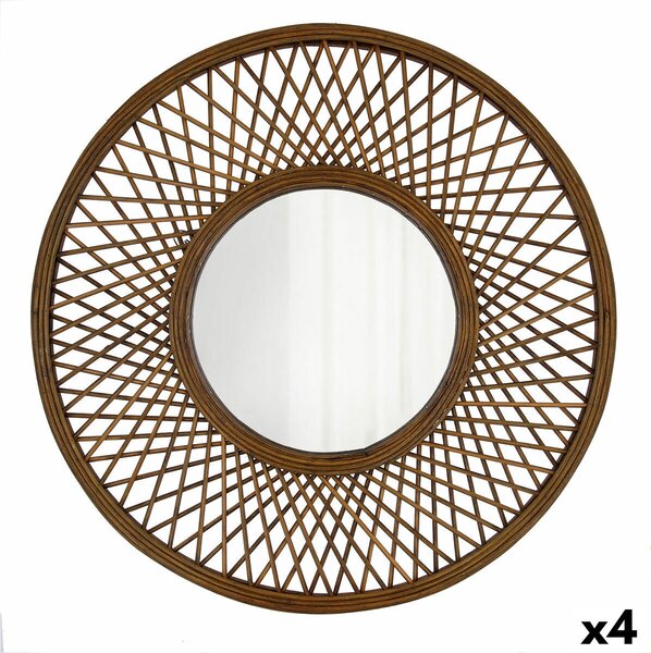 Wall mirror Vinthera Moa Rattan Natural 59 cm (4 Units)