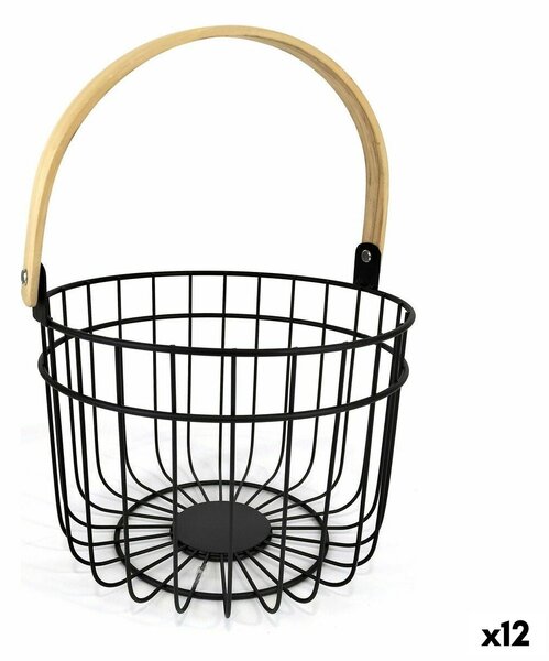 Decorative basket Quttin Rustic Circular 4 mm 28 x 26,5 x 22 cm (12 Units)