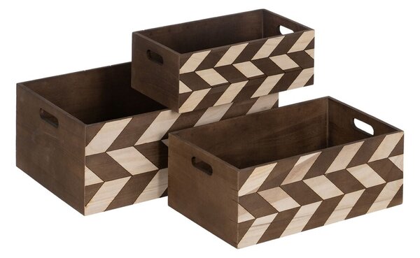 Set of decorative boxes Brown Natural Paolownia wood 44 x 31 x 18 cm (3 Pieces)