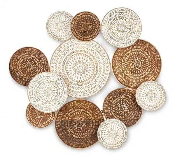 Wall Decoration White Brown Mango wood Mandala 76 x 70 x 5 cm