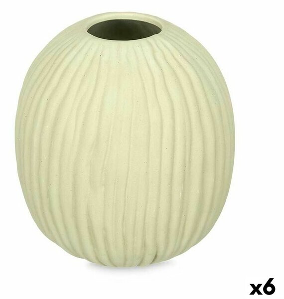 Vase Green Dolomite 15 x 18 x 15 cm (6 Units) Sphere Stripes