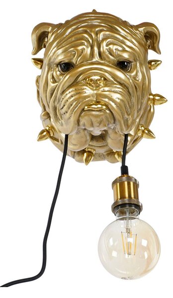 Wall Lamp Home ESPRIT Golden Resin 50 W Modern Bulldog 220 V 25 x 23 x 29 cm