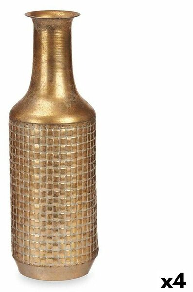 Vase Golden Metal 14 x 46 x 14 cm (4 Units) With relief