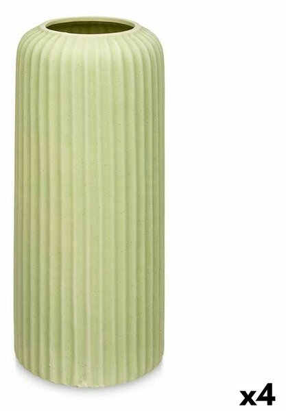 Vase Green Dolomite 16 x 40 x 16 cm (4 Units) Stripes