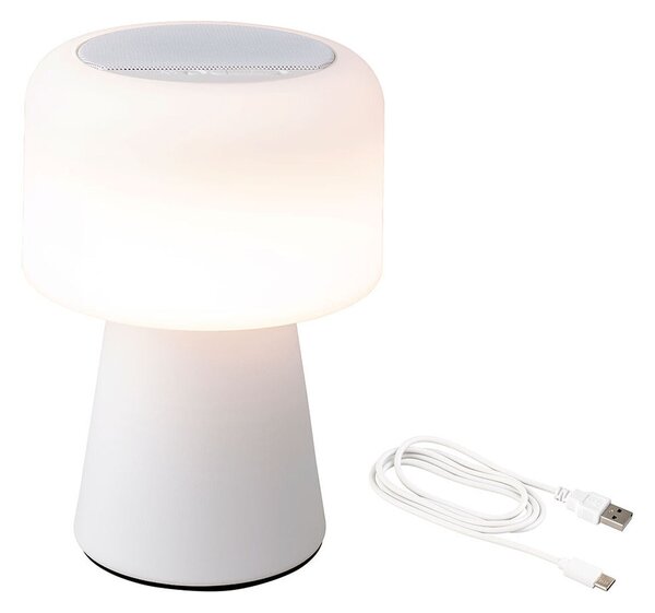 LED Lamp with Bluetooth Speaker and Wireless Charger Lumineo 894417 White 22,5 cm Rechargeable