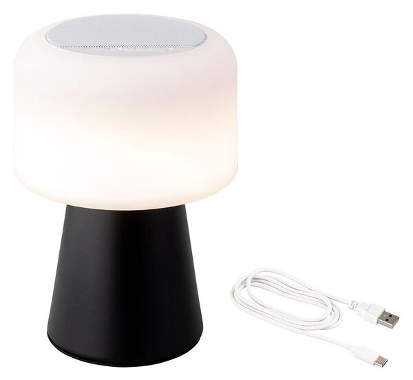 LED Lamp with Bluetooth Speaker and Wireless Charger Lumineo 894415 Black 22,5 cm Rechargeable