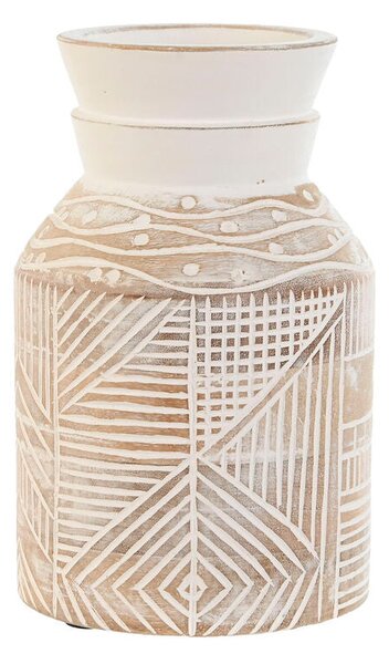 Vase Home ESPRIT White Natural Mango wood Colonial 15 x 15 x 38 cm