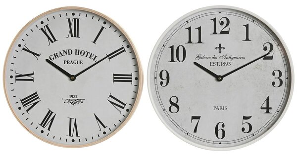 Wall Clock Home ESPRIT White Crystal MDF Wood 40 x 4,5 x 40 cm (2 Units)