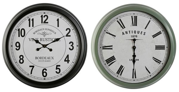 Wall Clock Home ESPRIT Black Green Metal Crystal 70 x 9 x 70 cm (2 Units)