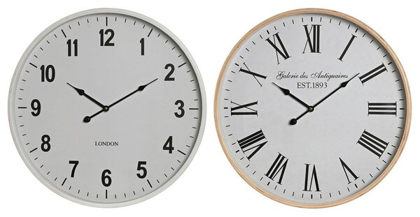 Wall Clock Home ESPRIT White Crystal MDF Wood 53 x 6 x 53 cm (2 Units)