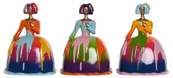 Decorative Figure Home ESPRIT Multicolour Lady 21 x 16 x 25 cm (3 Units)