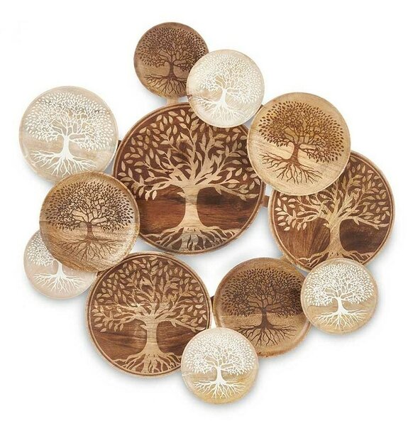 Wall Decoration White Brown Mango wood Tree of Life 76 x 70 x 5 cm