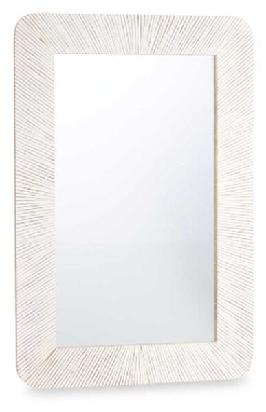 Wall mirror White Brown Mango wood Stripes 90 x 60 x 2 cm