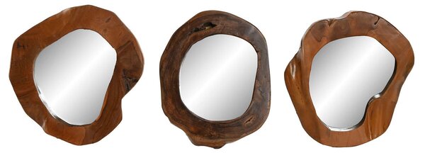 Wall mirror Home ESPRIT Natural Teak Mediterranean 34 x 4 x 32 cm (3 Units)