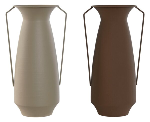 Vase Home ESPRIT Brown Beige Metal 25 x 25 x 44 cm (2 Units)