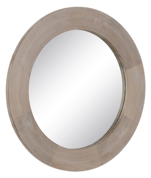 Wall mirror White Natural Crystal Mango wood MDF Wood Vertical Circular 91,5 x 3,8 x 91,5 cm