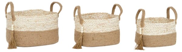 Basket set Home ESPRIT Natural Light brown Jute Modern 41 x 30 x 33 cm (3 Pieces)