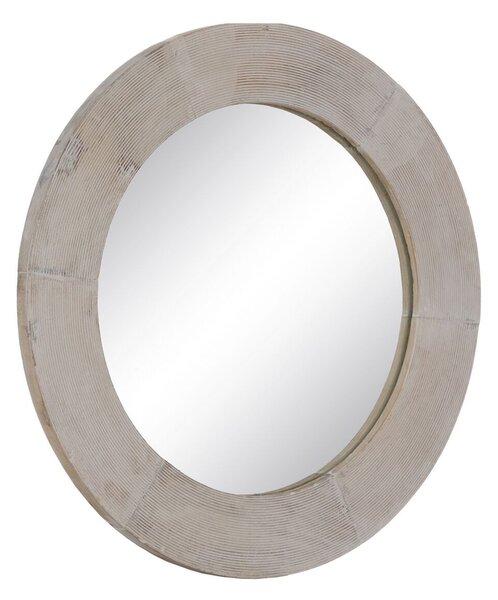 Wall mirror White Natural Crystal Mango wood MDF Wood Vertical Circular 61 x 2,5 x 61 cm