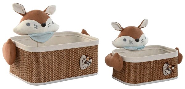 Basket set Home ESPRIT Blue Brown 43 x 33 x 32,5 cm (2 Pieces)