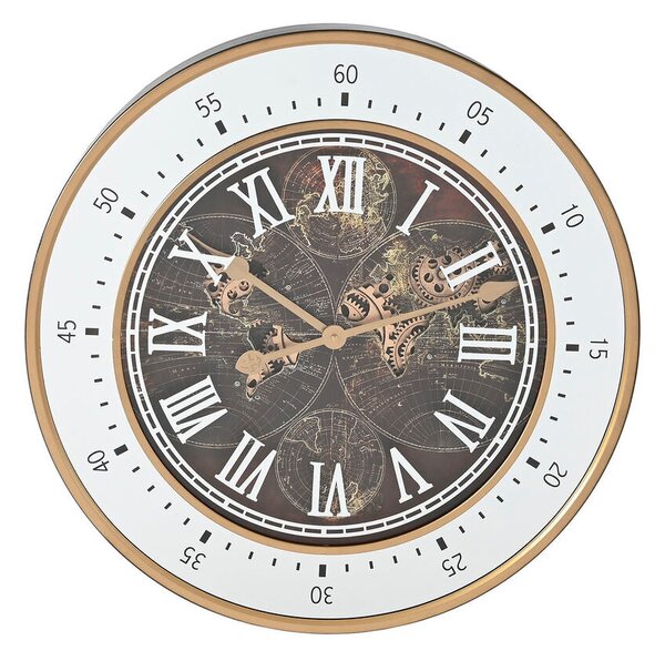 Wall Clock Home ESPRIT Brown Golden Crystal Iron 59 x 8,5 x 59 cm