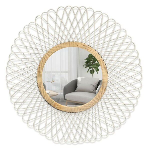 Wall mirror Versa White Bamboo Mirror Circular 2,5 x 75 x 75 cm