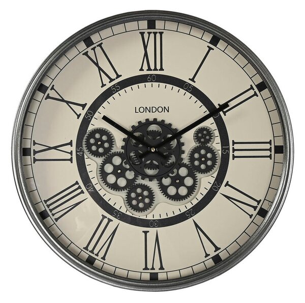 Wall Clock Home ESPRIT White Black Dark grey Iron MDF Wood 54 x 8 x 55 cm