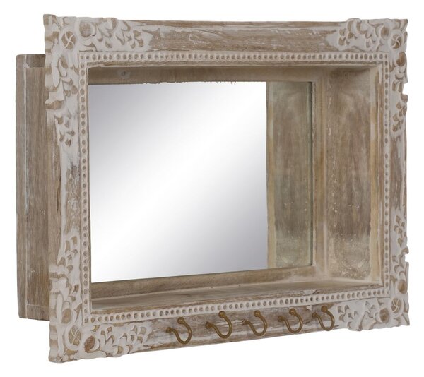 Wall mirror White Beige Crystal Mango wood MDF Wood Vertical 61 x 10,79 x 38 cm