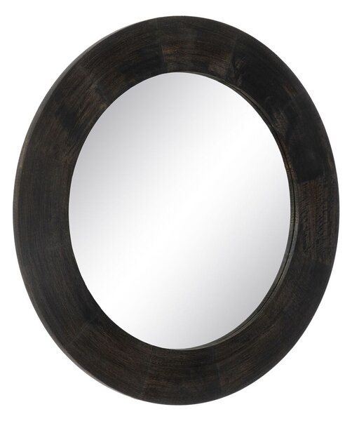 Wall mirror Dark brown Crystal Mango wood MDF Wood Vertical Circular 122 x 3,8 x 122 cm