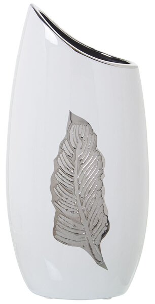 Vase Alexandra House Living White Silver Ceramic 12 x 18 x 36 cm