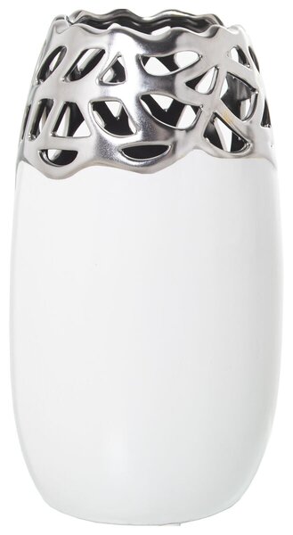 Vase Alexandra House Living White Silver Ceramic 16 x 15 x 27 cm