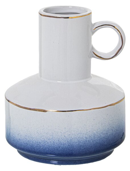 Vase Alexandra House Living Blue White Ceramic 14 x 14 x 18 cm With handle