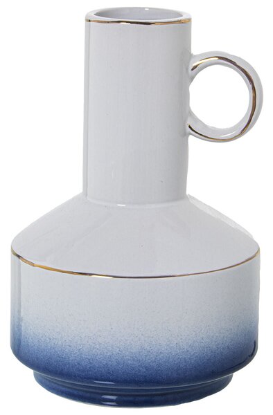 Vase Alexandra House Living Blue White Ceramic 15 x 16 x 23 cm With handle