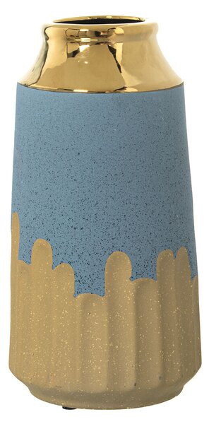 Vase Alexandra House Living Blue Golden Ceramic 13 x 13 x 24 cm