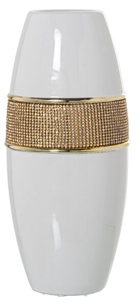 Vase Alexandra House Living White Golden Ceramic Shiny 14 x 14 x 30 cm