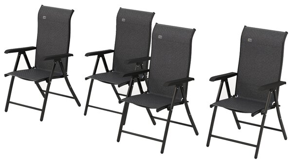 Outsunny Rattan Folding Chair Set, 4 Pcs, Adjustable Backrest, Outdoor Patio Furniture, Lawn Seating, Brown