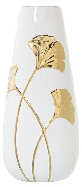 Vase Alexandra House Living White Golden Ceramic Flowers 16 x 17 x 33 cm