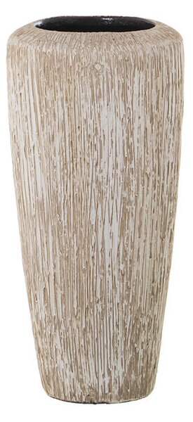 Vase Alexandra House Living White Beige Ceramic Stripes 17 x 17 x 37 cm