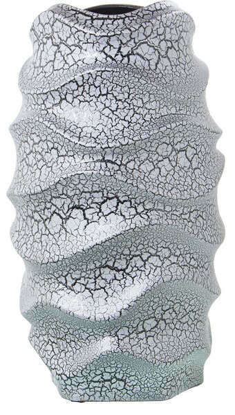 Vase Alexandra House Living Grey Silver Ceramic Crackled 22 x 22 x 39 cm