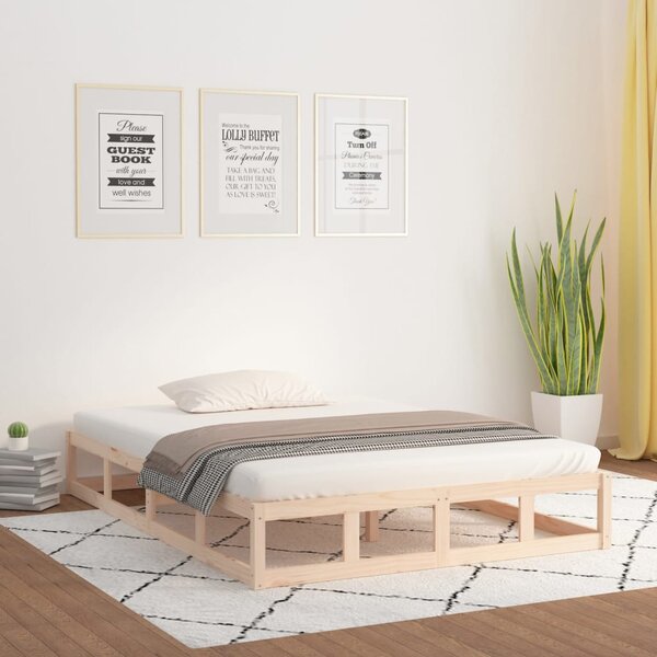 Bed Frame 135x190 cm Double Solid Wood