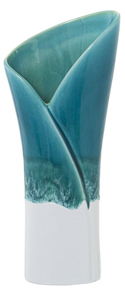 Vase Alexandra House Living Blue White Ceramic 10 x 14 x 34 cm