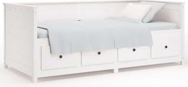 Day Bed without Mattress White 75x190 cm Small Single Solid Wood Pine