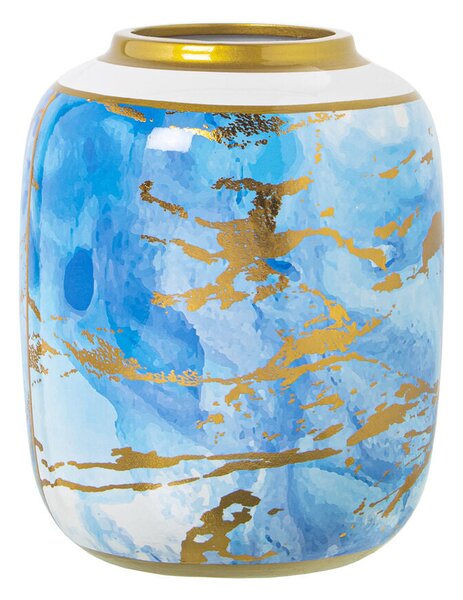 Vase Alexandra House Living Blue White Golden Ceramic 18 x 18 x 23 cm