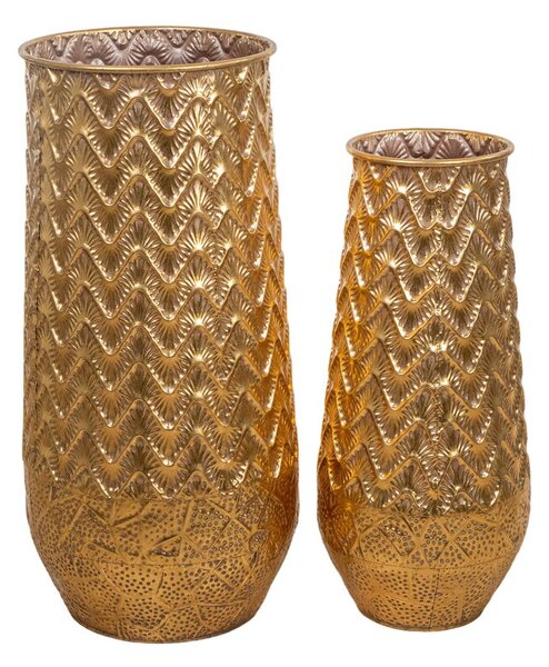 Set of 2 Vases Alexandra House Living Golden Metal 42 x 85 x 42 cm (2 Pieces)