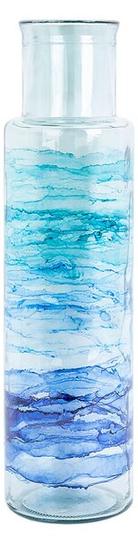 Vase made from recycled glass Romimex Blue recycled glass 15 x 55 x 15 cm