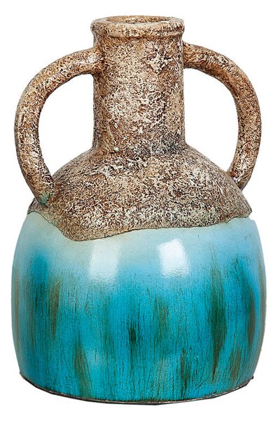 Vase Alexandra House Living Blue Brown Terracotta 20 x 30 x 20 cm With handles