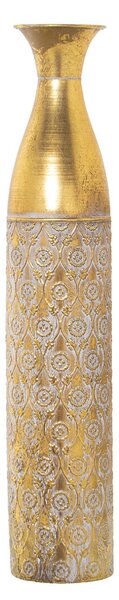 Floor vase Alexandra House Living White Golden Metal 12 x 12 x 63 cm